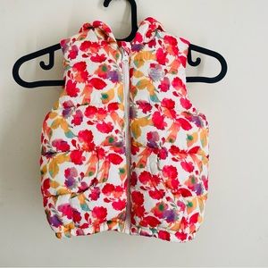 Zara Baby Hooded Fleece Lined Floral Puffer Vest size 3-4 years